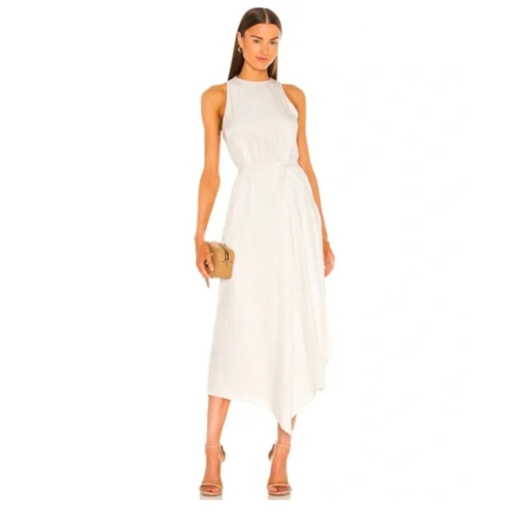 ❤️ NWT! VINCE HALTER MIDI HANDKERCHIEF HEM DRESS IN BONE, 14 (32)